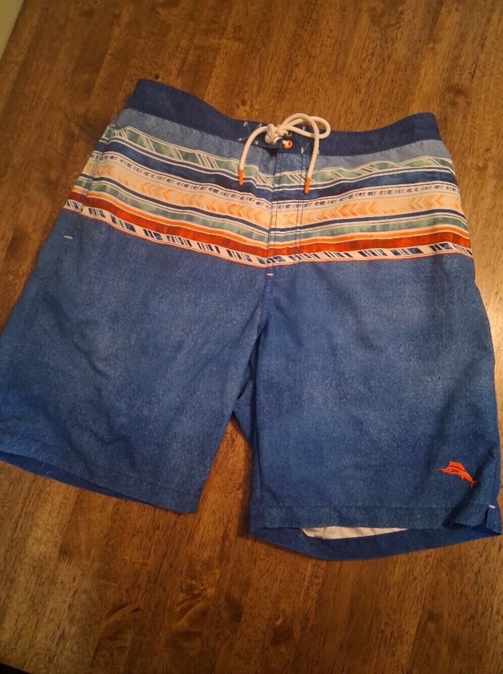 Tommy Bahama Striped Aztec Swim Trunks L